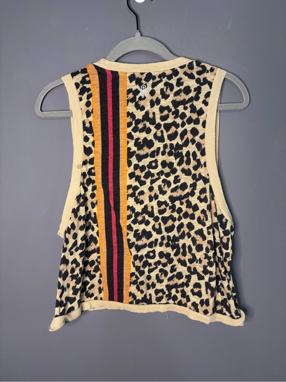 Free People FP Movement Leopard Print Stripe Crop Tank Top Small - Picture 5 of 6